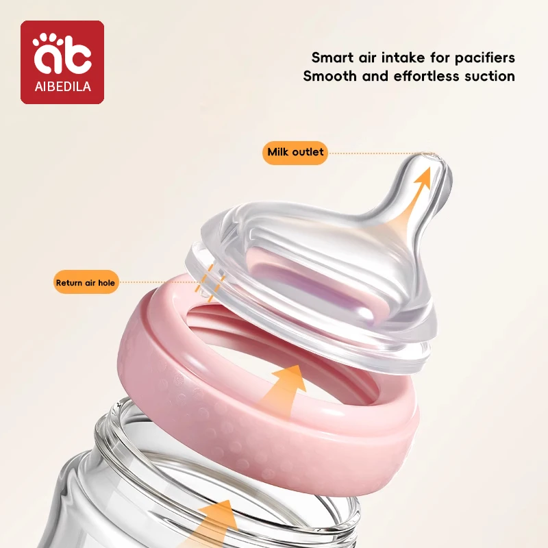 AIBEDILA Newborn Glass Bottles 90/160/240ML Anti-Choke Baby Bottle Anti-flatulence Milk Feeding Bottles Infant BPA Free