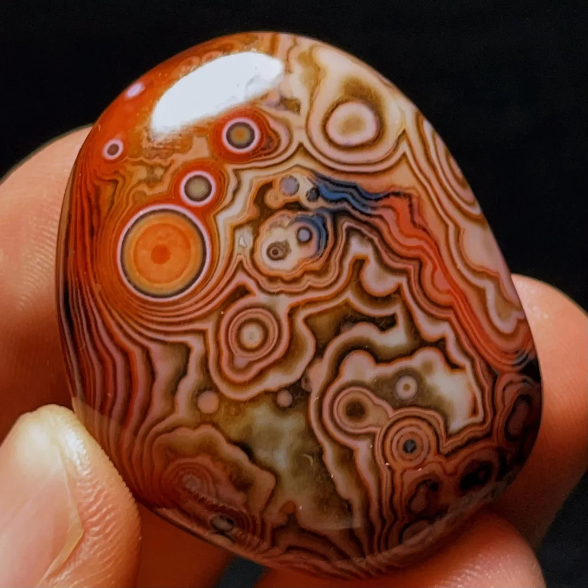 Chalcedony Beauty Banded Agate Palm Stone, Polished Tumbled, Pocket Stone, Terrarium Decor, Natural Stone, Crystal Collection