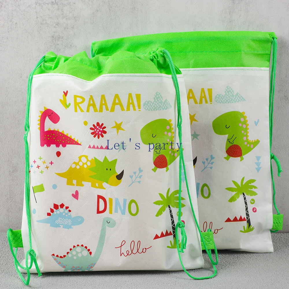 4/8/12Pc Cartoon Dinosaur Theme Party Drawstring Bags School Backpack Storage Bag for Kids Birthday Baby Shower Party Favors Bag