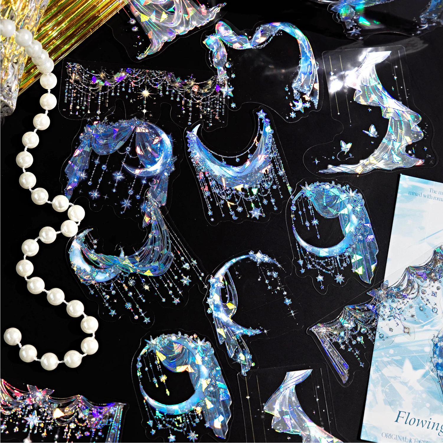 20 قطعة ثلاثية الأبعاد ليزر فضي PET ملصق حزمة DIY بها بنفسك سكرابوكينغ ديكور ألبوم صور القرطاسية الإبداعية ملصقات المواد الكولاج