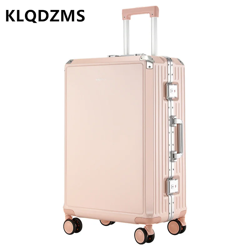 KLQDZMS-maleta de 20 "22" 24 "26 pulgadas, cubierta de carrito con marco de aluminio de alta calidad, caja de embarque, caja de contraseña para hombre, equipaje rodante