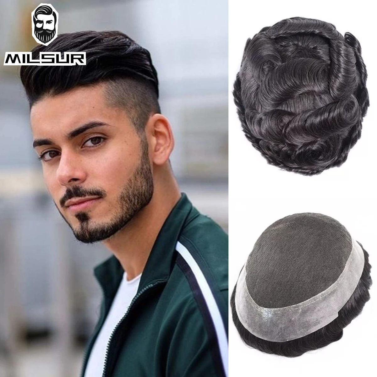 

Human Hair Toupee For Men Lace and PU Base Wigs Replacement System Unit For Man Male Hair Prosthesis Australia Men Toupee