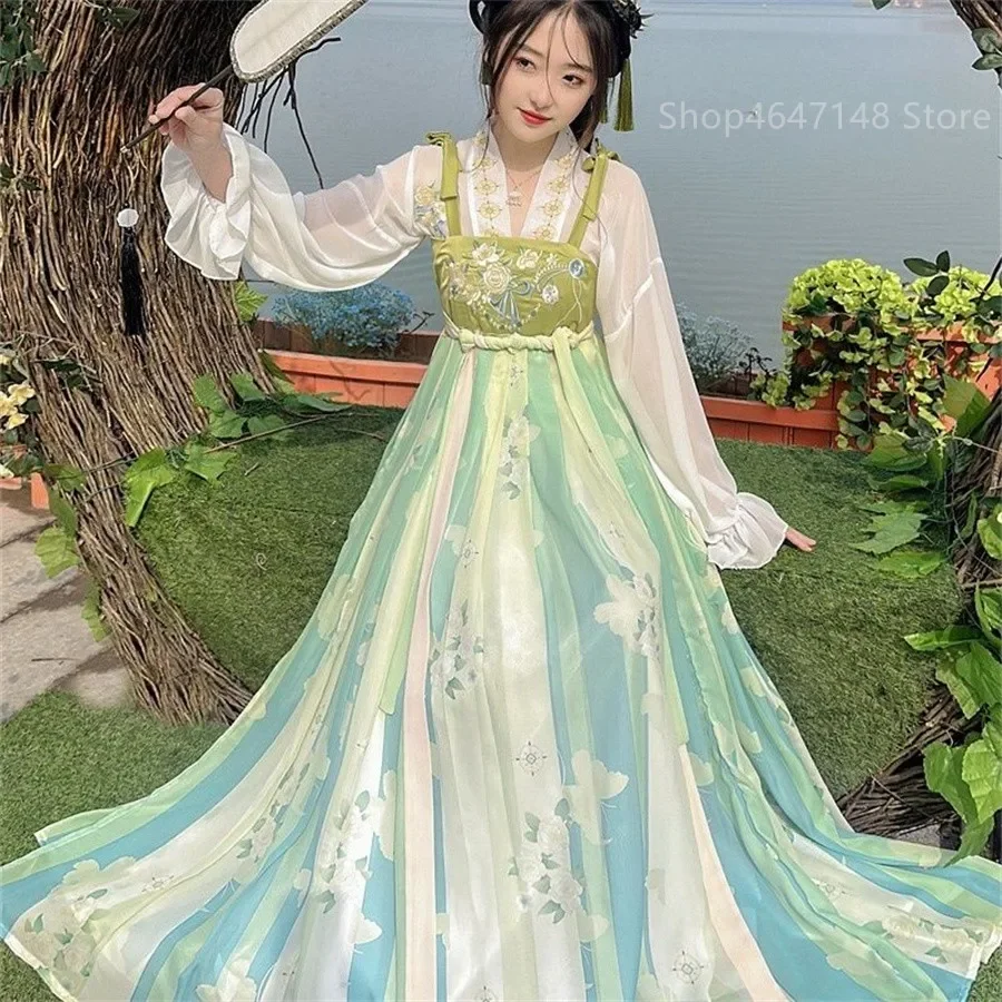جديد Hanfu الصين عود التقليدية Hanfu مجموعة Vrouwelijke تأثيري حلي زومر رسوم Hanfu فقدان باك الصينية Jurk