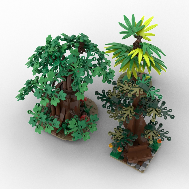 City farm MOC Parts Figures Building Blocks Set Plant Tree Leaf Flower Grass Garden ModelFriends Bricks Toys For Children