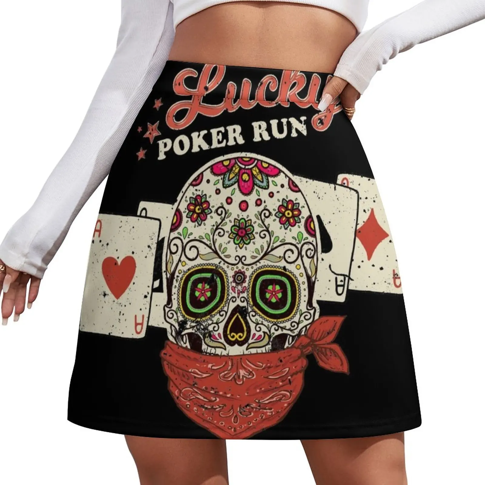 

Poker Run - Sugar Skull Bandanna & Cards Mini Skirt elegant skirts for women korean style clothes women 2026 korean style skirt