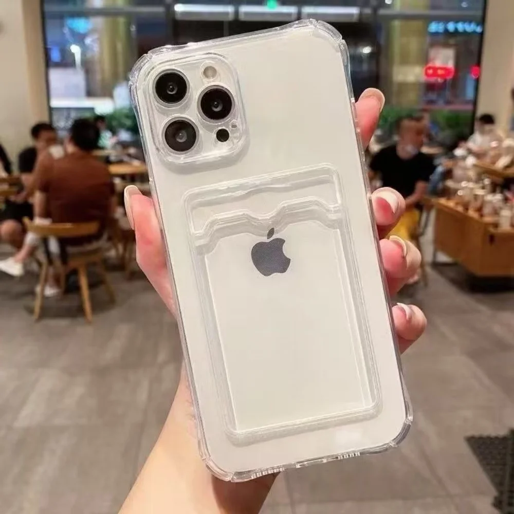 Advanced Clear Silicone Card Pack Phone Case For iPhone 18 17 16 15 14 13 12 11 Pro Xs Max Plus Air Mini XR X 17e 16e Cover
