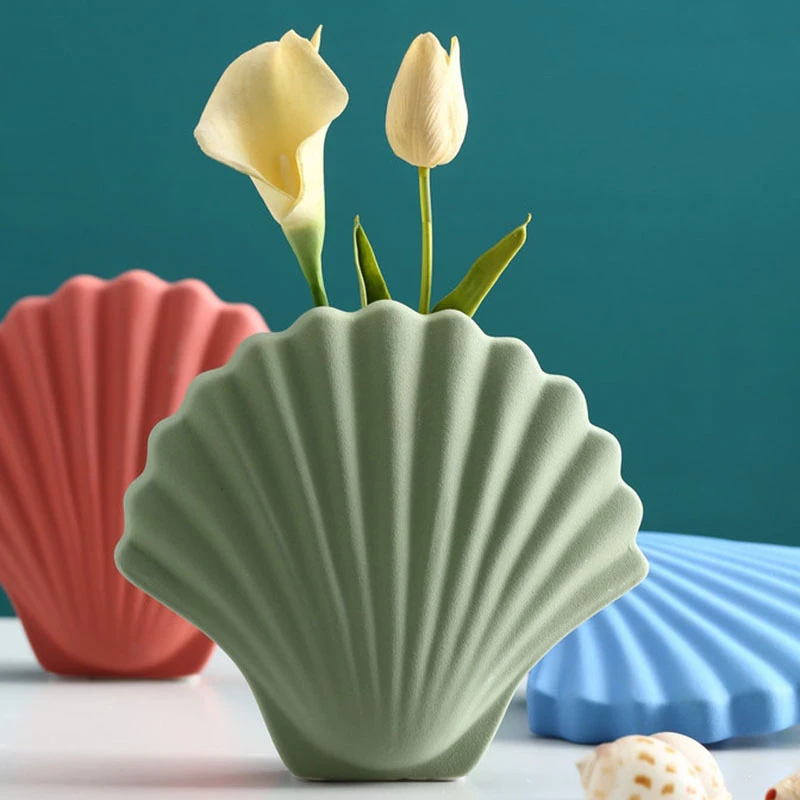 Shell Silicone Molds for Concrete Vase Making Scallop Shaped Dried Flower Containers Epoxy DIY Tools