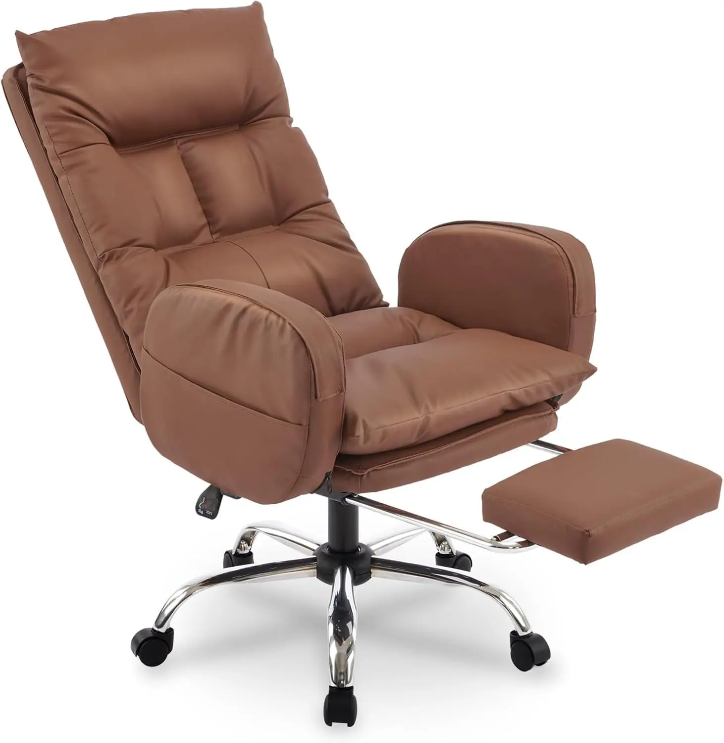 

Desk Office Chair, High-Ba Pu Leather Computer Chair, Executive Rolling Swivel Chairs With Leg Rest And Double Thi Cushion,