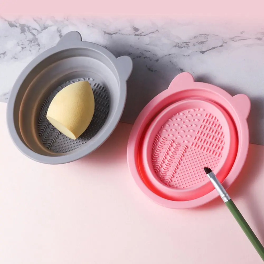 Makeup Brush Cleaning Bowl Beauty Brush Washing Pad Bowl Portable Travel Makeup Brush Scrubber Box