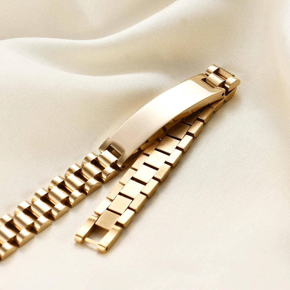 Men's Customizable Smooth Titanium Steel Bracelet, 10mm Width