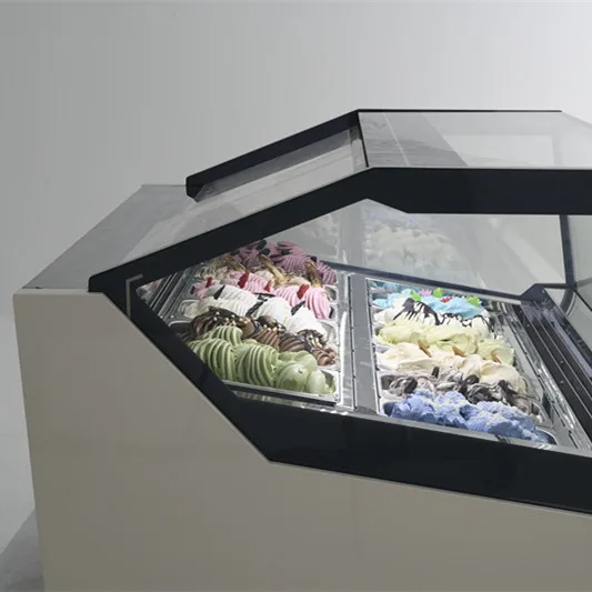 Automatic Reverse Cycle Defrosting Mini Ice Cream Fridge Display Gelato Freezer Showcase