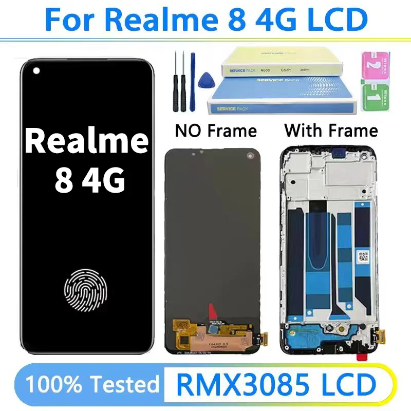 TFT/OLED For OPPO Realme 8 4G RMX3085 LCD For Realme 8 Pro RMX3081 Display Touch Screen Digitizer Assembly Replacement