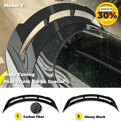 Carbon Fiber Rear Turbo Spoiler For Tesla 2023 Model Y Trunk Car Sport Wings Black Carbon Exterior 2021-2023 Tuning Accessories