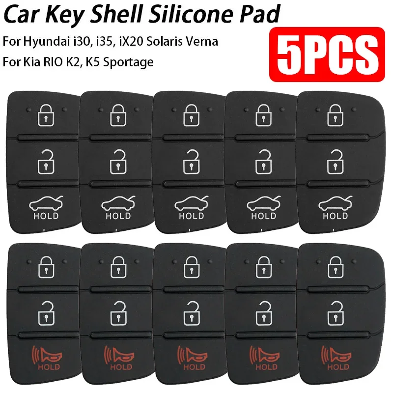 

Car 3 Button Remote Key Fob Case Silicone Pad For Hyundai i30 i35 iX20 Solaris Verna for Kia RIO K2 K5 Sportage Flip Folding Key