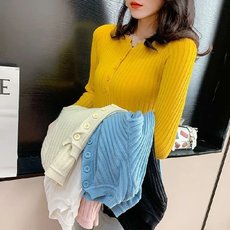 Autumn Winter Sweaters Design Knitted Interior Bottom Top Women's New Style Exterior Spring Shirt Slim Fit Look Thin Pullovers
