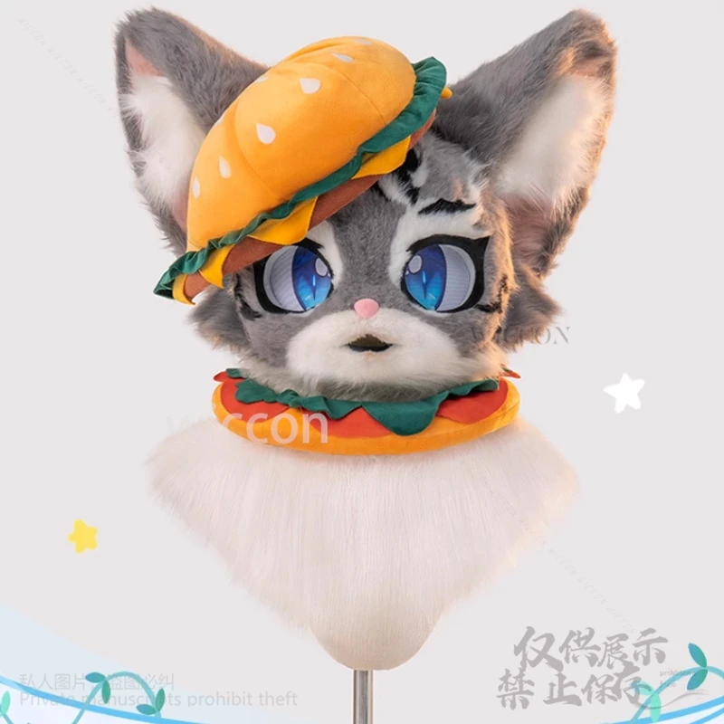 كوس الحيوان Kawaii برغر Cutecore تأثيري فروي Furrsuit أغطية الرأس زي مخصص لطيف قبعة وشاح الحلو موضة أنيمي موحدة