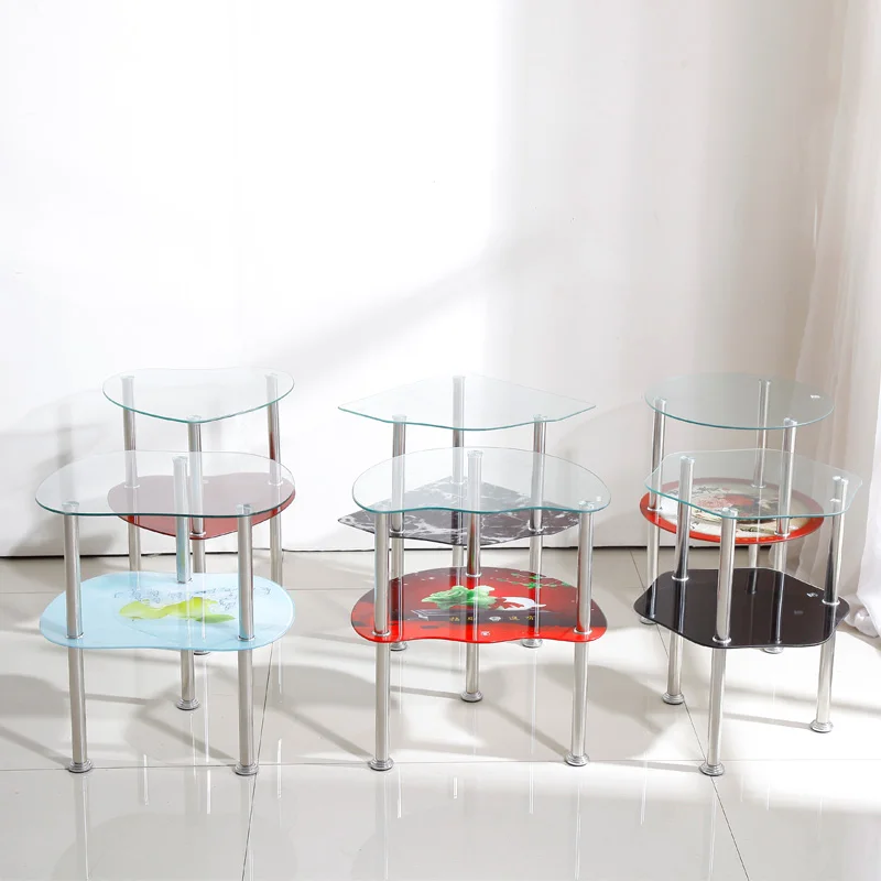 Tempered Glass Small round Table Coffee Table Sofa Side Table Side Cabinet Corner Table Mini Bedroom Bedside Small round Table