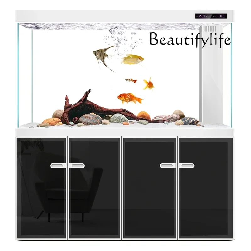 T10 High-end Large Tank Professional Grade Bottom Filter Gold Crystal Ultra-white Glass Household Ecological Fish Tank Living R