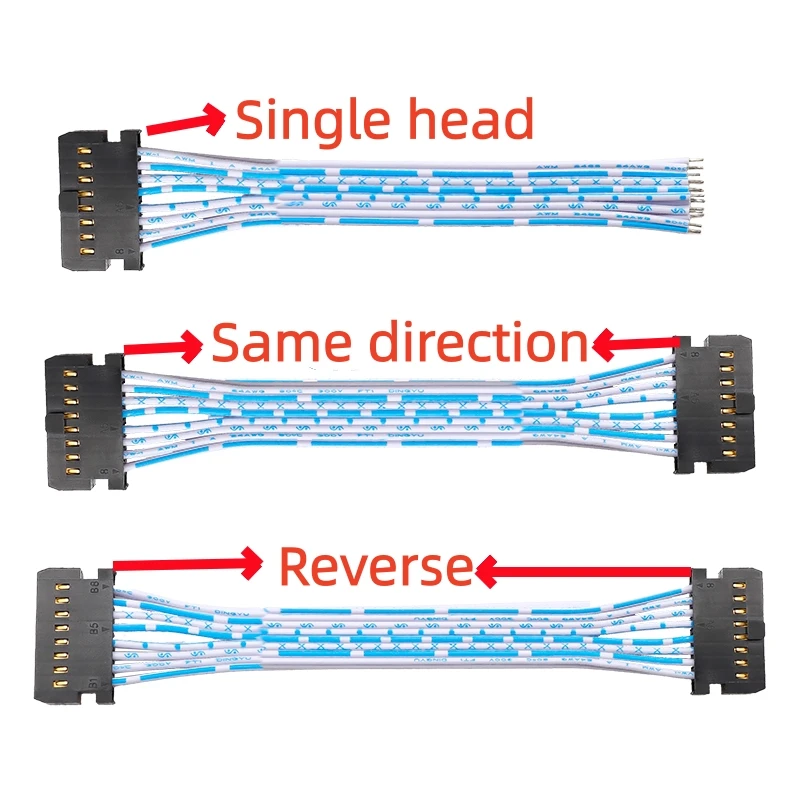 1PCS Horn plug single head double head gold-plated terminal wire Jane cow 2.54mm co-directional reverse blue and white row 24AWG