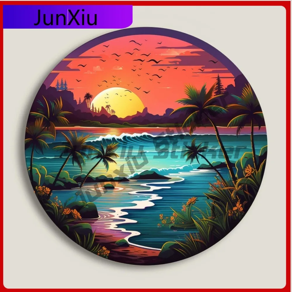 

Ocean Sunset Sticker Nature Decal for Truck Palm Tree Anime Waterproof Vinyl Stic Car Laptop Window Bumpe