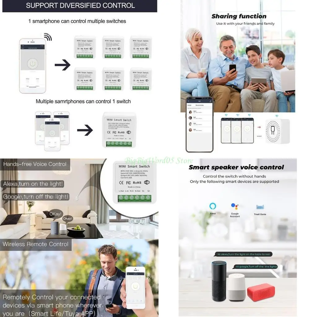 

24TE Mini Wi-Fi Интеллектуальное устройство прерывания Скрытый голосовой пульт дистанционного управления Wi-Fi для переключателя