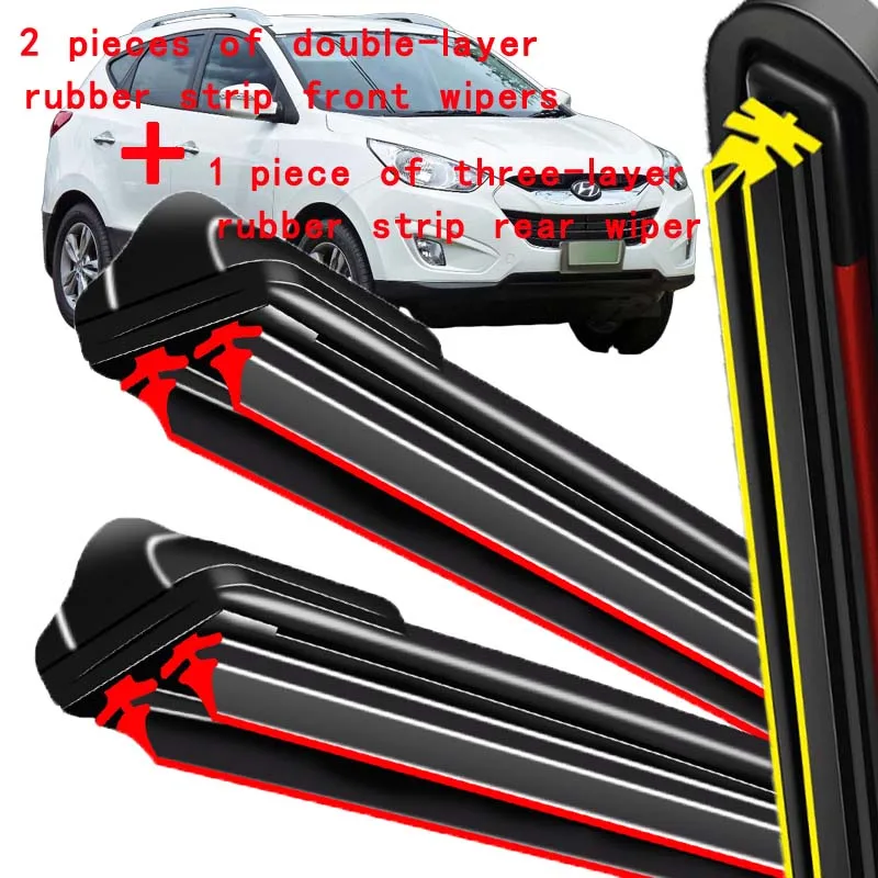 

For Hyundai Tucson MK2 2010-2015 2011 2012 2013 2014 Wiper Front & Rear Wiper Blades Windshield Windscreen Window 24"+16"+12"