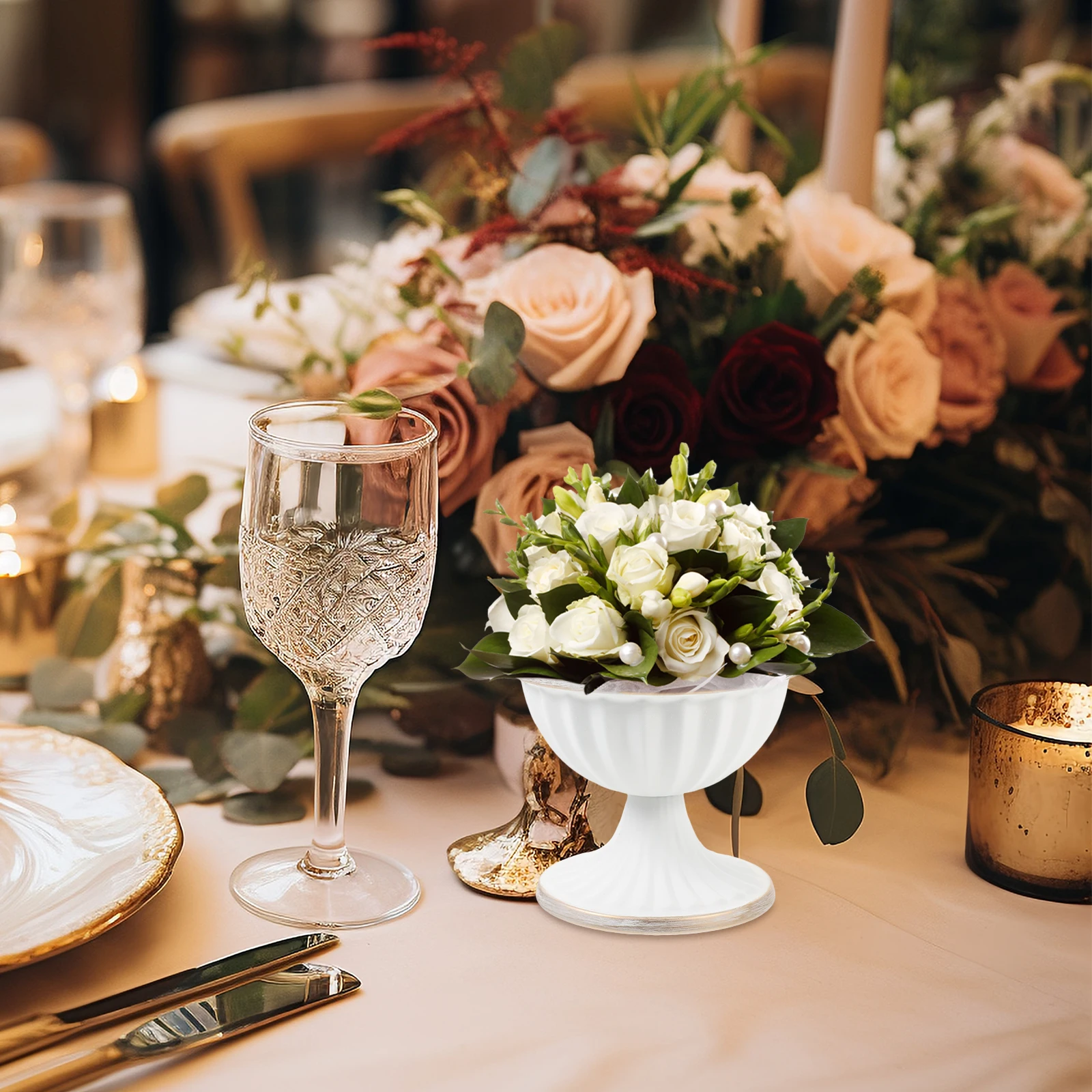 

Metal Decorative Flower Arranging Device Vintage Home Decor Iron Planter Banquet Table White Retro Vase Office Gardening Art