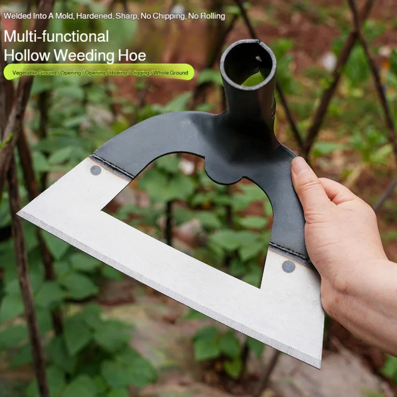Handheld Hollow Hoe Thickened Manganese Steel Agricultural Weeding Hoe for Planting Vegetable Gardening Loosening Soil