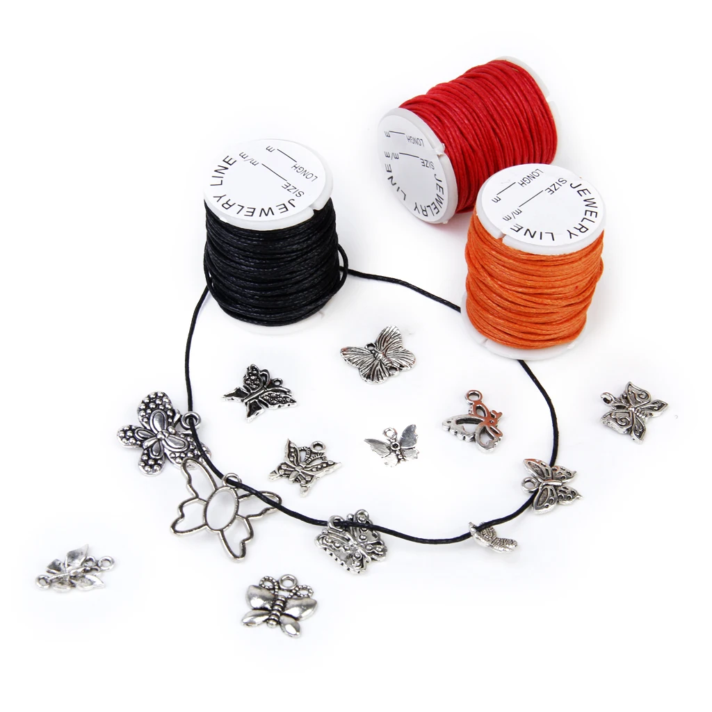 Waxed Cotton Cord Wire 1mm DIY Jewelry String Kit Bracelet Thread Material for Beads Craft Projects
