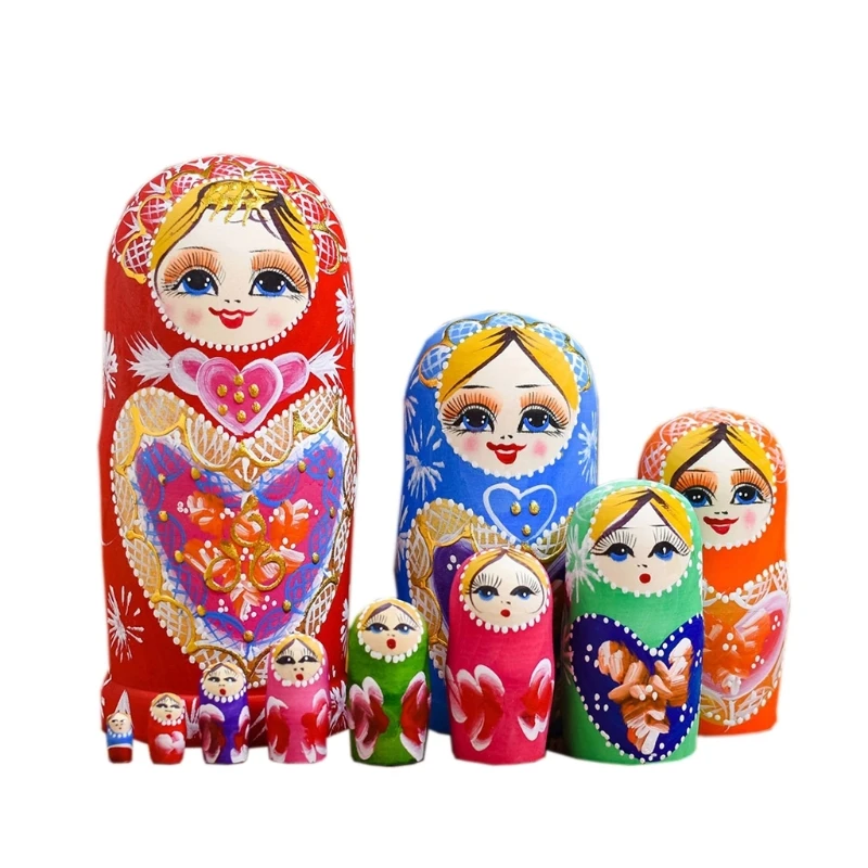 Realistic Russian Nesting for Doll Kids Art Teaching Toy Color Painted Puppet fo