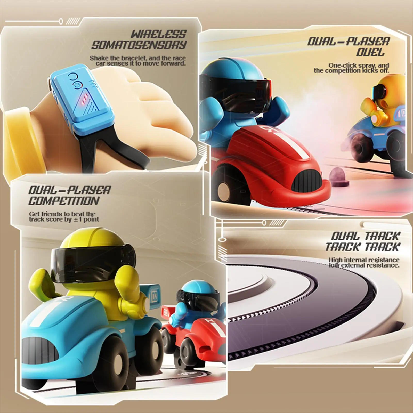 Motion Sensing Racing Game Interactive Two-Player Toy Track Racing Board Game For Kids Ages 3 Adults School Holiday Birthday