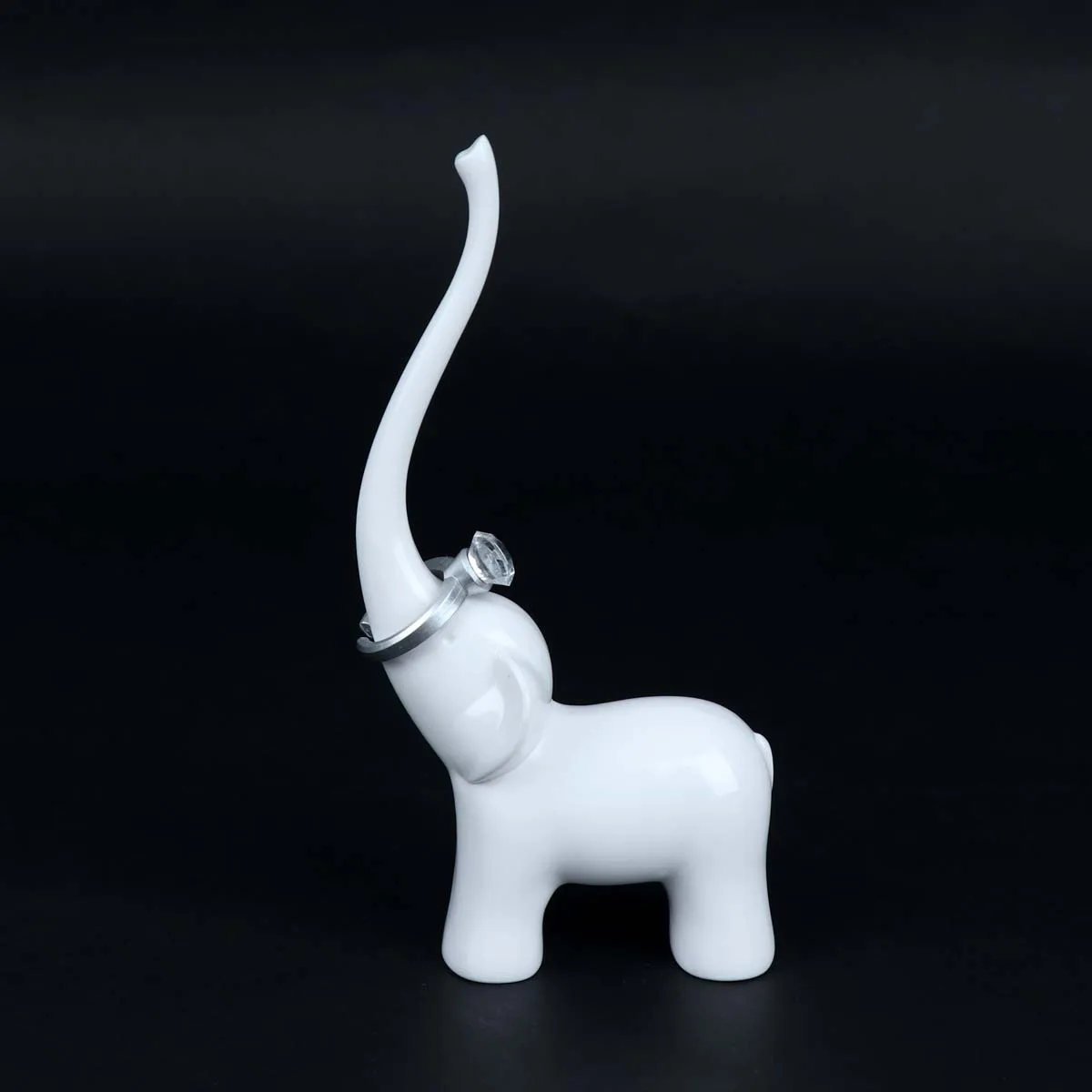 

Cartoon Elephant Stand Jewelry Display Necklace Earring Bracelet Holder Organizer Ring Holder (White)