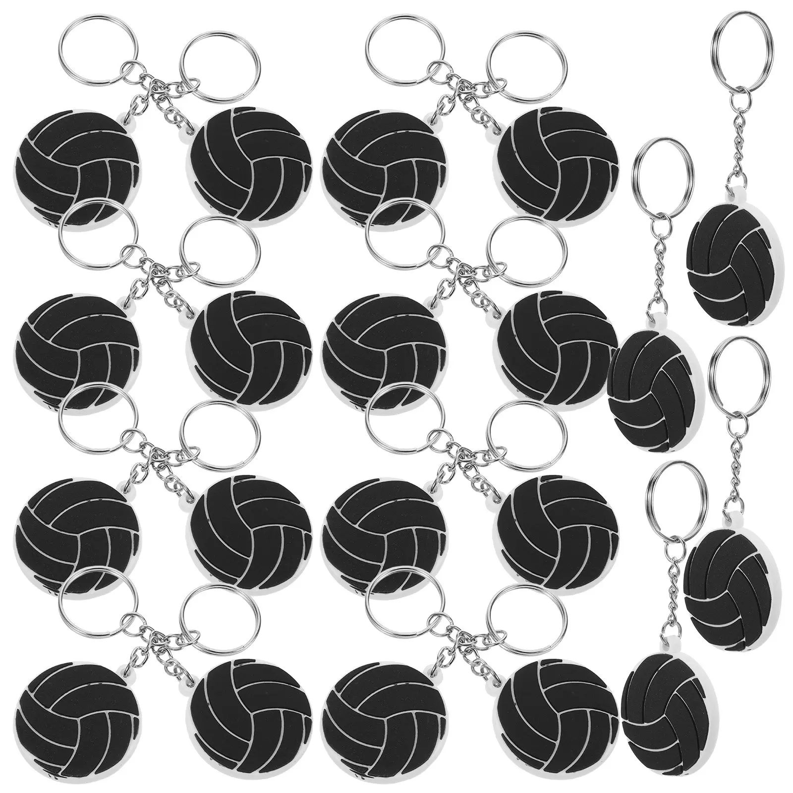 20Pcs Volleyball Keychains PVC Lightweight Sports Keyring Backpack Handbag Charm Bulk Party Favors Fans Players Present