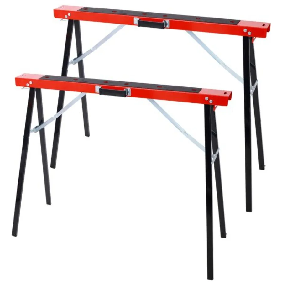 

Saw Horses 2 Pack Folding Portable Work Horse with Fast Open Legs Convenient Handle Heavy Duty Steel Sawhorse for Garage Worksh