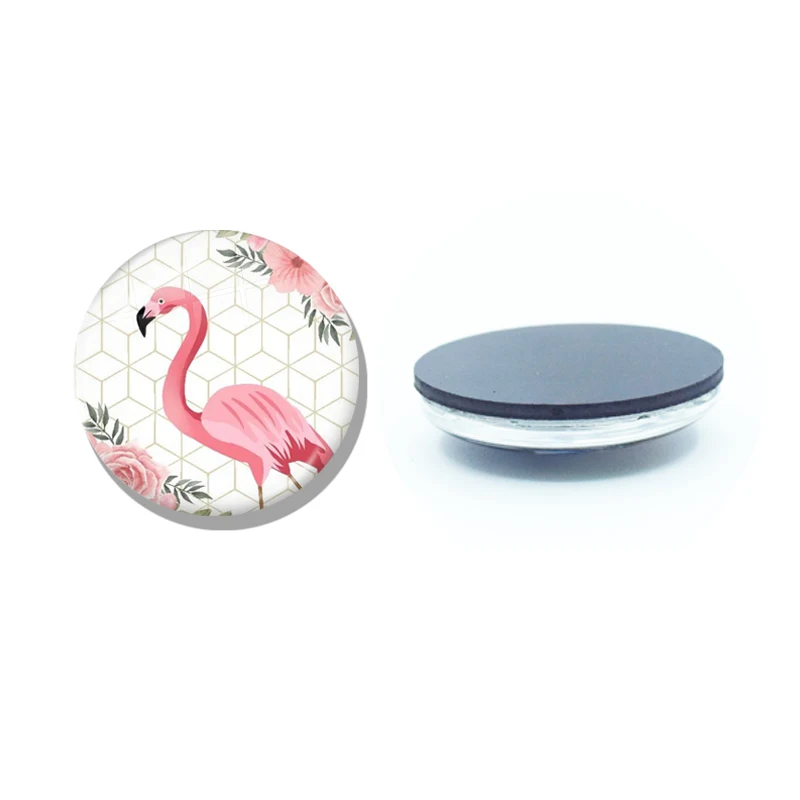 Flamingo Met Tropische Bladeren Koelkastmagneet 30MM Glas Cabochon Magnetische Koelkast Stickers Notitiehouder Home Decor Gift