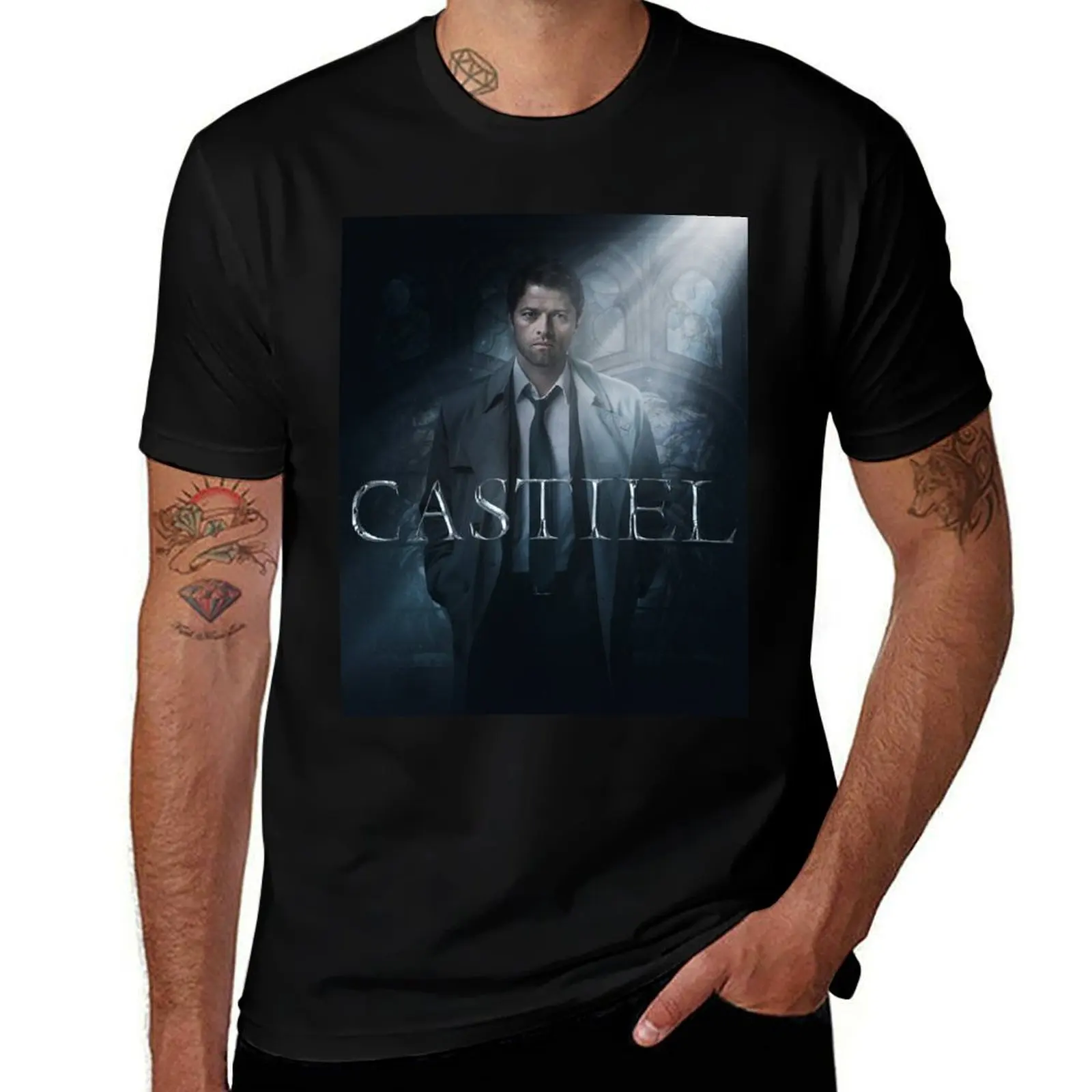 

supernatural shirt man t-shirt mens t CASTIEL T-Shirt package for shirts cotton plain man plain graphic black t