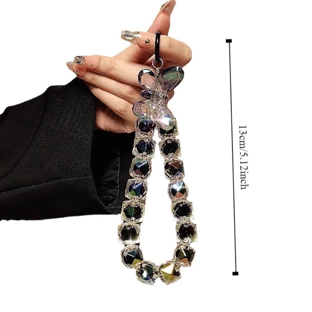 크리스탈 구슬 아크릴 휴대폰 랜야드 지갑 가방 펜던트, 내구성 반짝이 블링 폰 참 스트랩