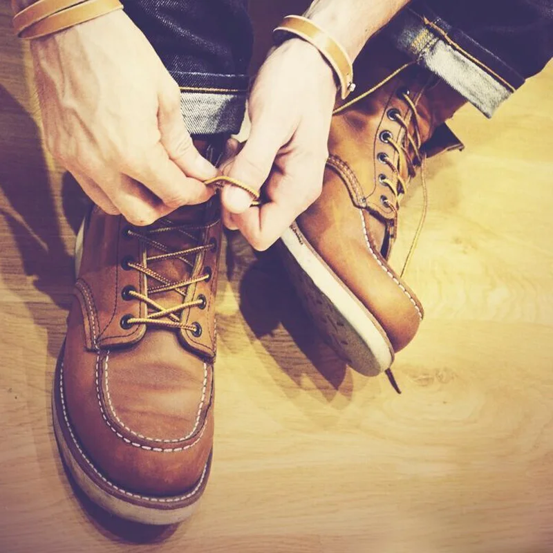 Men's Workwear Boots High Top  Boots Genuine Leather Ameika Jacket Retro Motorcycle Shoes Wing Short Tube Spring Autumn view 3