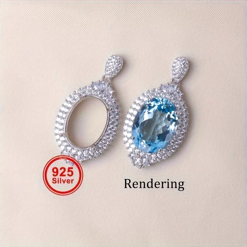 

1pc 12*16mm Pendant Blank S925 Pure Silver Stylish New Design Suitable For DIY Handcrafted Women's Gemstone Necklace Making