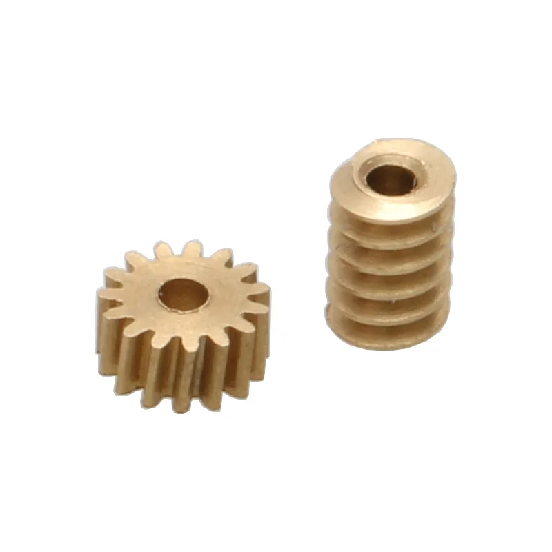 5Sets 1/87 Static Modify Transmission Pinion 15T Teeth 0.2M Worm Gear with Hole 1mm Motor Shaft Adapter Micro Mini Brass Gears