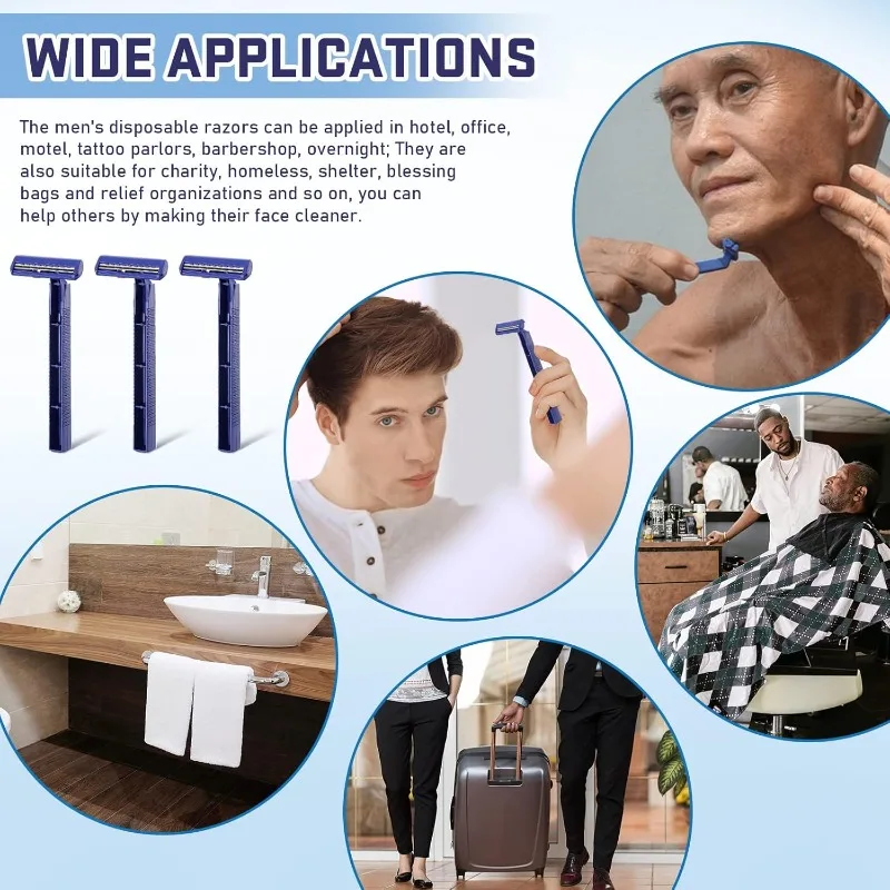 Chumia Twin Blade Razors for Men Stainless Steel Disposable Razors Men Bulk Plastic Shavers Multipurpose Portable