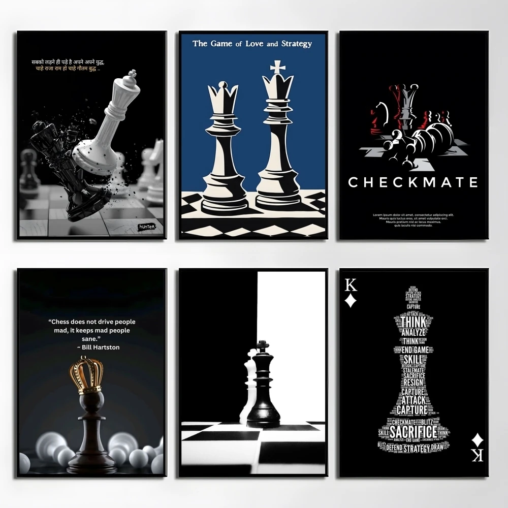 

Chess Lovers Motivational Art Poster Perfect Sticker Self Adhesive Wall Art Designed for Home Office Dining Spaces