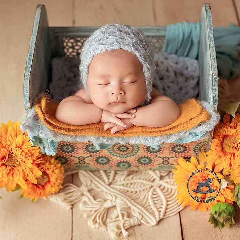 Vintage Baby Photography Props Newborn Posing Macrame Jute Burlap Blanket Infant Studio Shooting Background Accessories