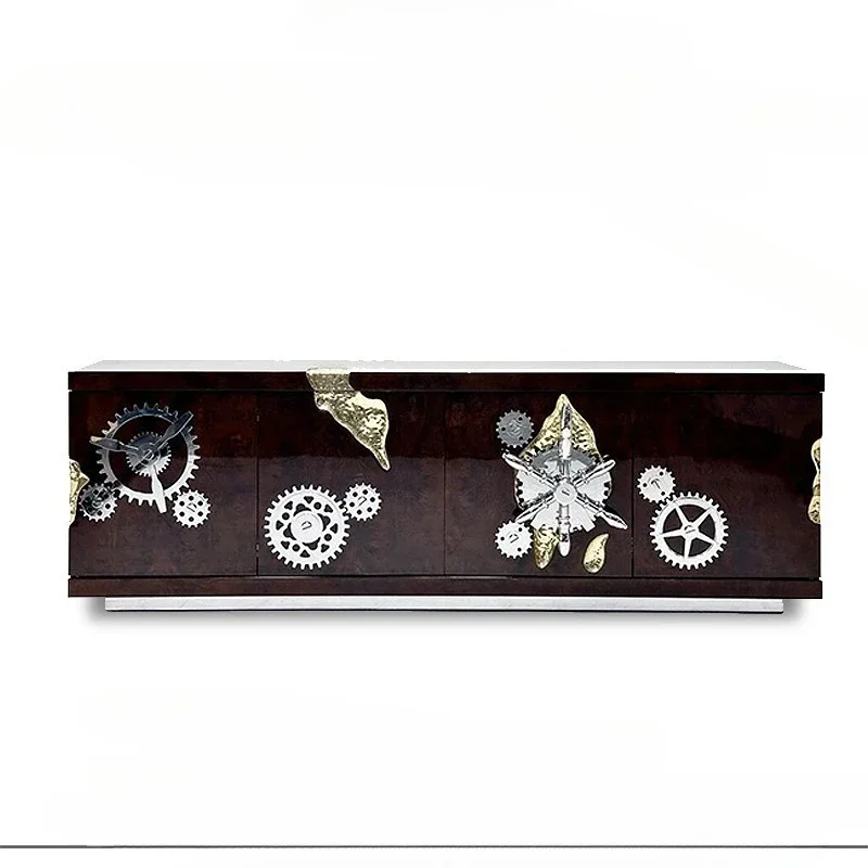 Luxury stainless steel, villa mansion TV cabinet, home designer, premium side cabinet