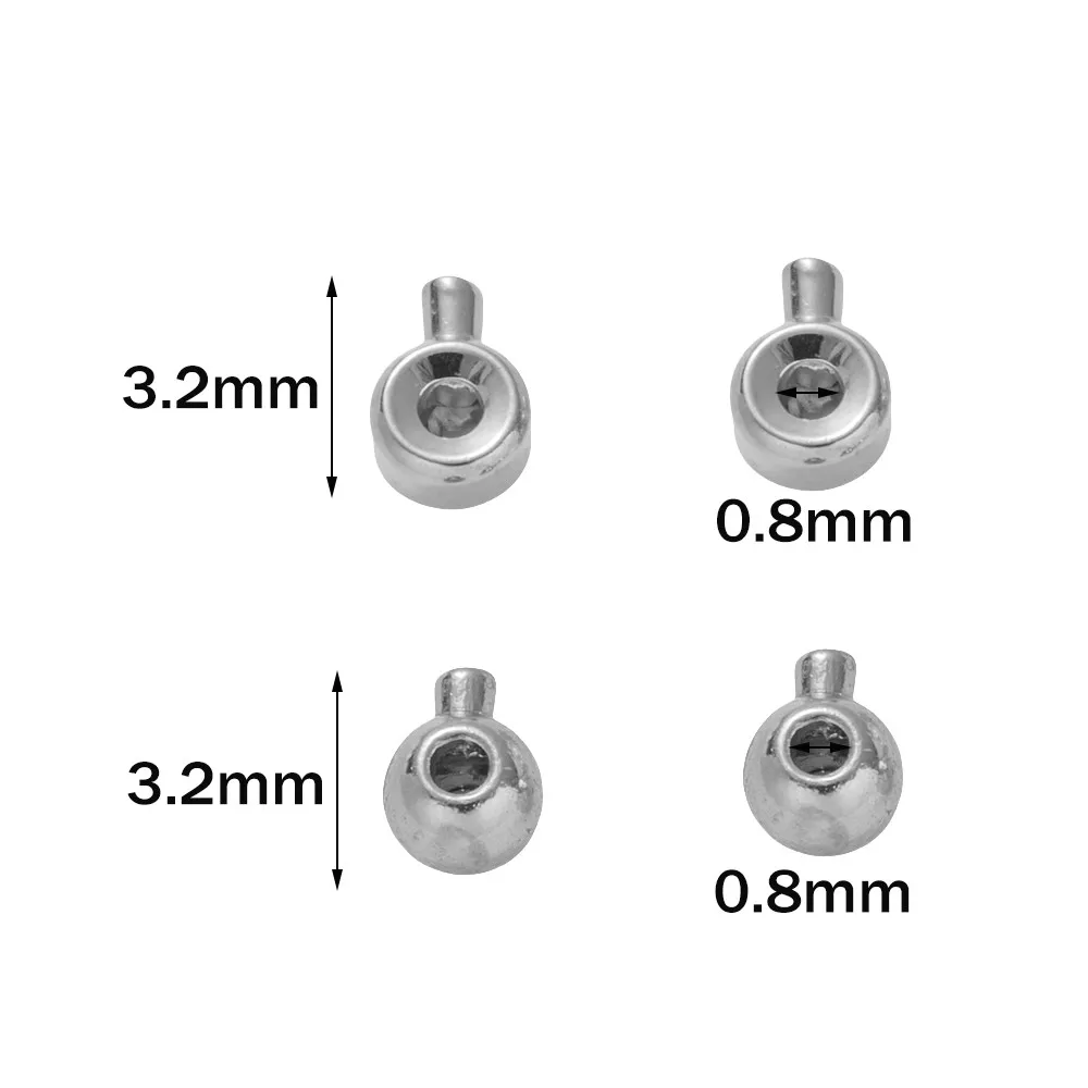 10/20Pcs 18K Gold Plated Brass Ball Snap Crimp Positioning Clasp End Beads DIY Bracelet Necklace Fastener Ball End Cap Jewelry