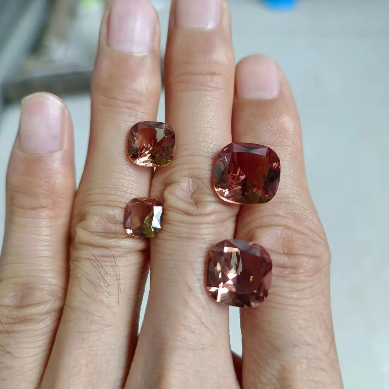 Turkey-stone diaspore color-changing stone Sudan stone ring face jewel square cushion zultanite