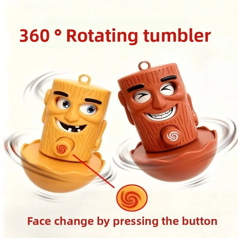 Italiaanse Brainrot Tung Creatieve Sleutelhanger Leuke Cartoon Gezichtsveranderende Sleutelhanger Schooltas Hanger Anime Grappige Sleutelhangers Roterend Speelgoed
