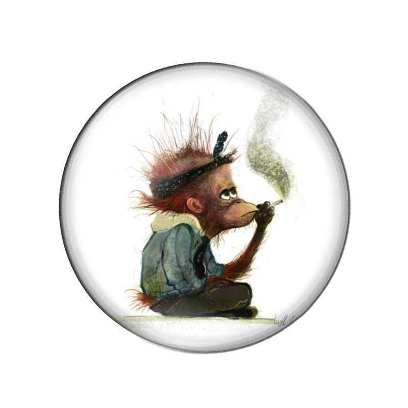 Cartoon Cute little monkeys funny  Art paintings 8mm/12mm/20mm-40mm Round photo Glass Cabochon demo flat back Making findings