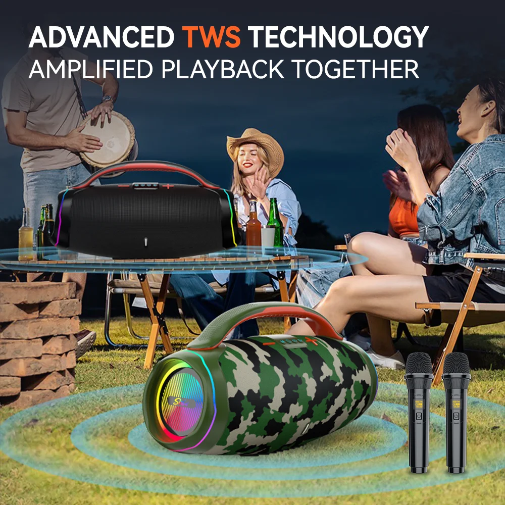 ZQS-X8 LED Super Głośniki 100W Bas Bezprzewodowy Przenośny Głośnik Bluetooth z Uchwytem Wodoodporny Domowy Karaoke Soundbar