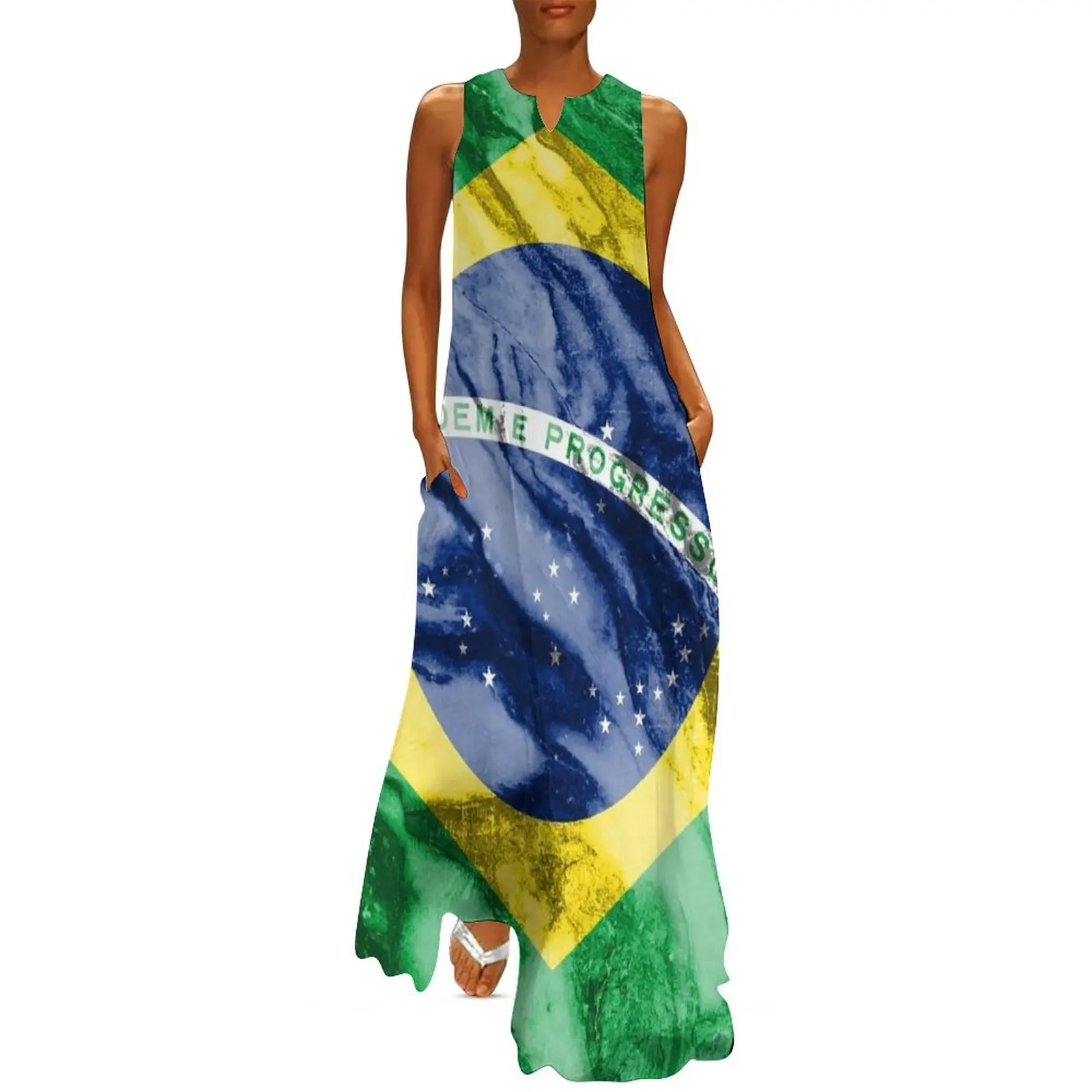 

Marble flag of Brazil Long Dress clothing women summer 2024 summer dresses ladies 2024 Woman dresses summer dress daily